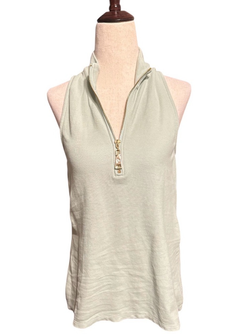 Spartina 449 Serena Mint Green Center Front Half-Zip Sleeveless Top - Picture 3 of 8